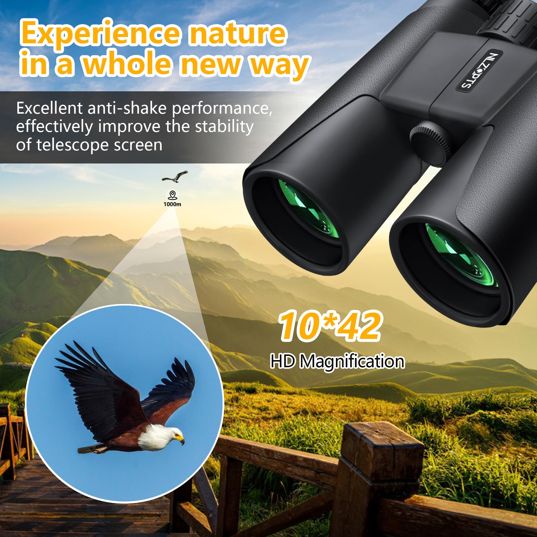 Nlzqpts 10X42 Binoculars For Adults With Phone Adapter,Birding Binoculars For Adults Hd 10X42,Bird Watching Binoculars,Easy Focu